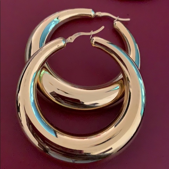 Bold Chunky Hoops 2.85” 100% Tarnish Free - Picture 1 of 1